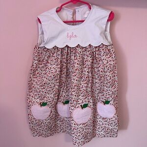 “Lyla embroidery” Floral Dress with Apple Appliqué